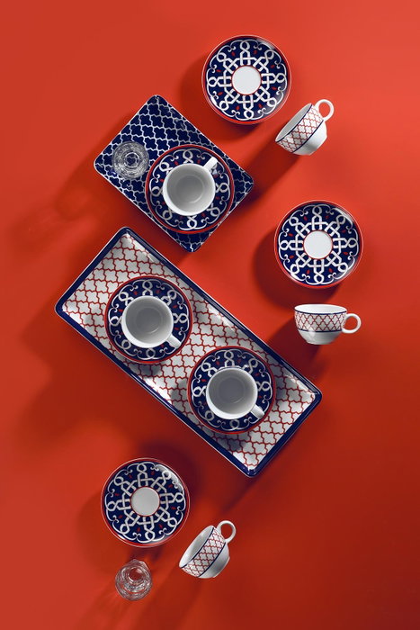 Hermia Juego de Tazas de Té de Porcelana Multicolor (12 Piezas)